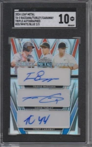 2024 Leaf Metal TRAVIS BAZZANA / TRENT CARAWAY / G TURLEY Triple AUTO 2/3 SGC 10 - Picture 1 of 2