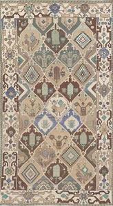 Muted Vintage Geometric Bakhtiari Area Rug 5'x10' Wool Hand-knotted Tribal Rug - Picture 1 of 12