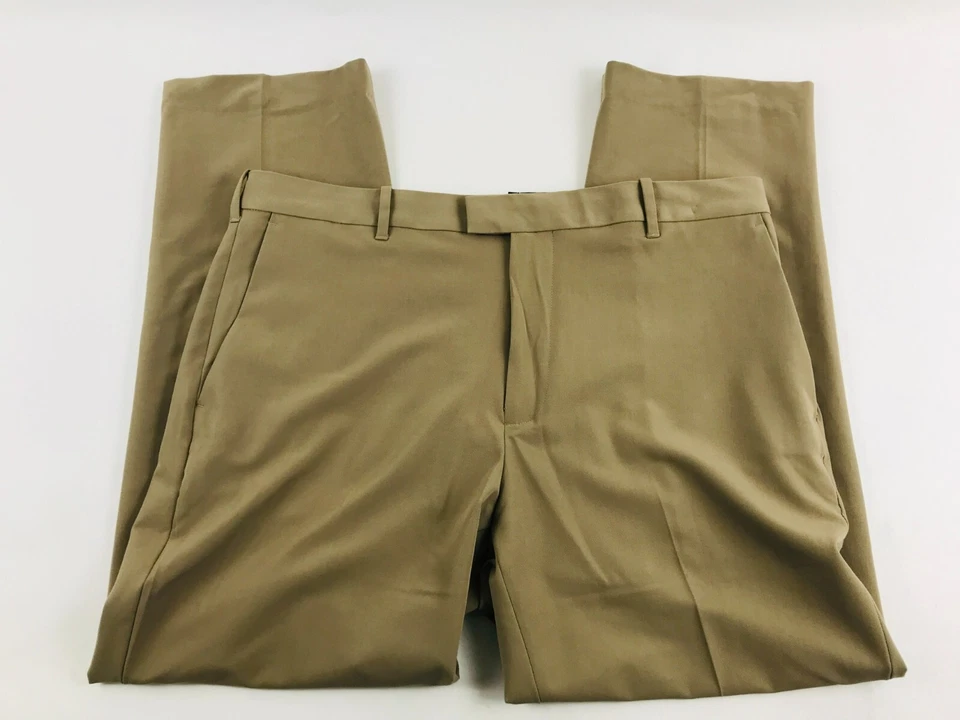 Pantalones de vestir flexibles Van Heusen para mujer talla 36x29 caqui pierna recta dobladillo a 28" Foto 1 de 4