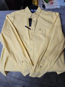Tommy Hilfiger Men Long Sleeve Custom Fit Button Down Plaid Casual Shirt Mens M - Picture 1 of 2