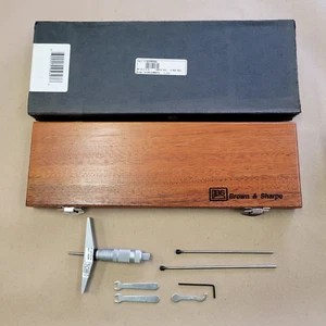 BROWN & SHARPE 0-3" MICROMETER DEPTH GAGE, EDP 25627, MISSING 4 RODS - Picture 1 of 10