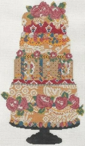 Needlepoint Handpainted Cooper Oaks Gold Rose Cake 8x14 - Picture 1 of 1