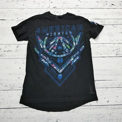 Camisa American Fighter Talla S Negra Azul Doble Cara Gráfico MMA Artes Marciales Foto 1 de 4