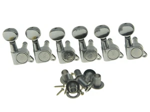 Sintonizadores de guitarra Wilkinson 6 en línea mini botón ovalado E-Z poste clavijas de afinación cromo - Imagen 1 de 6