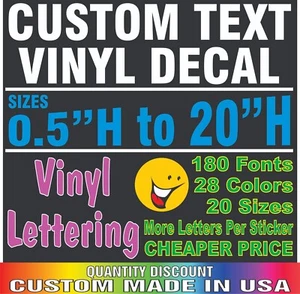 Custom Text Vinyl Lettering Sticker Decal Window Wall Business Car Name Boat RV - Picture 1 of 12