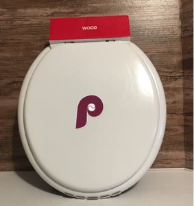 Retro philadelphia phillies Wood Standard Toilet Seat White Cave Bathroom Decor - Picture 1 of 1