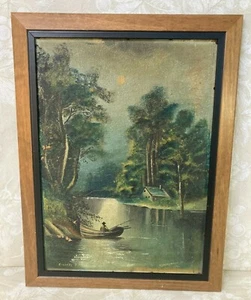 Pintura al óleo Lemuel T Ward "Ondas plateadas" 1938 óleo enmarcado súper raro - Imagen 1 de 11