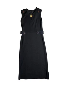 TORY BURCH Declan Sheath Wool Dress Tab Button Black Size Small - Picture 1 of 11