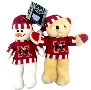 Konvolut 2 Huskers Christmas Holiday Fan Teddybär Plüsch und Schneemann NEU - Bild 1 von 5