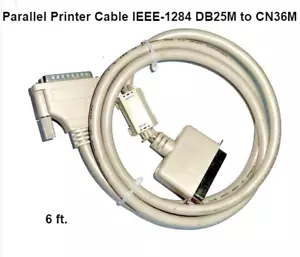 Cable de impresora paralelo vintage 6 pies IEEE-1284 DB25M a CN36M - Imagen 1 de 6
