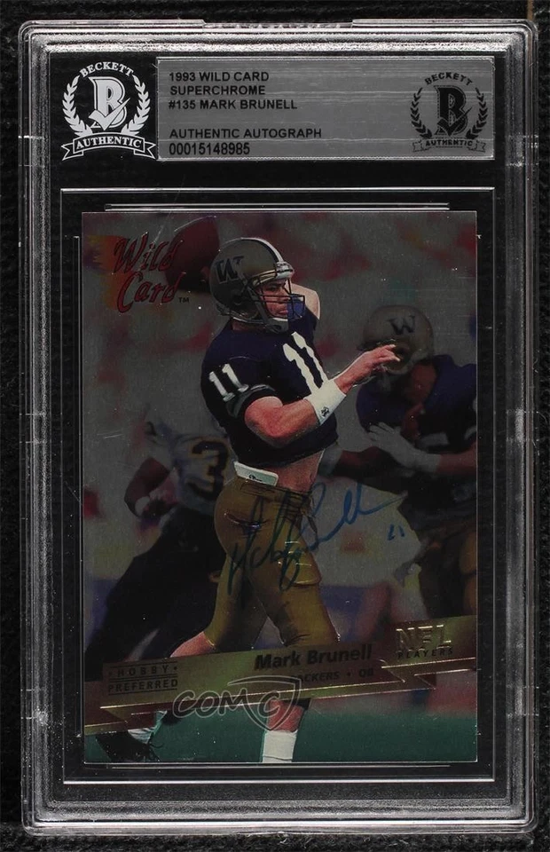 BAS 1993 Wild Card Superchrome Mark Brunell #135 BGS Authentic Auto Rookie RC - Image 1 of 2