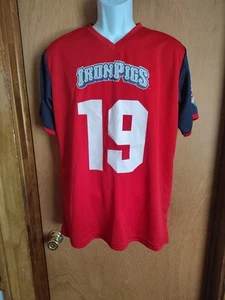 Lehigh Valley Iron Pigs #19 Men's Medium Coca Cola Jersey Pullover Medium EUC - Picture 1 of 4