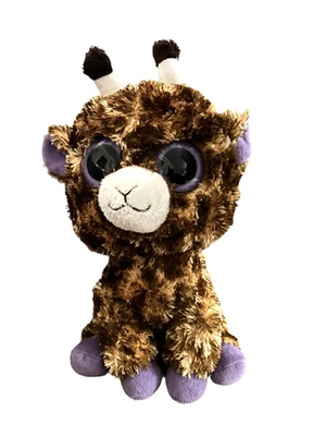 Ty Beanie Boo Boos Safari Girafa 2012 9" Marrom Sólido Olhos Roxos Animal de Pelúcia - Imagem 1 de 2