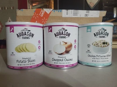 Lote de 3 alimentos liofilizados Mountain House/Augason Farms #10 camping de emergencia #84 Foto 1 de 4