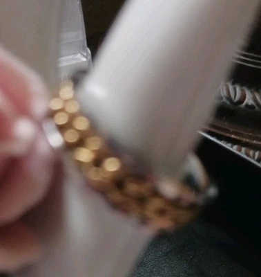 Женское кольцо из нержавеющей стали...серебристое с золотой цепочкой украшение SZ8💫 - Изображение 1 из 3