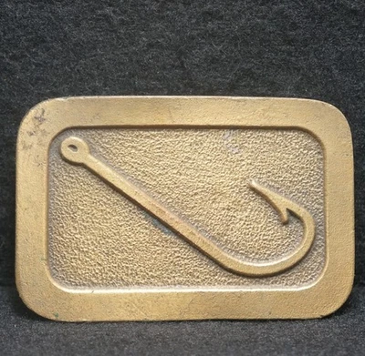 WH07105 MUY COOL VINTAGE AÑOS 70 **GANCHO DE PESCADO** EQUIPO DE PESCA HEBILLA DE CINTURÓN PARA HOMBRE Foto 1 de 2