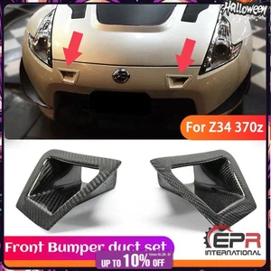 For Nissan 2010-2016 370Z Z34 Carbon Fiber Front Bumper Air Duct Cover Trim - Picture 1 of 11