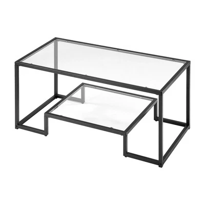 Uimoso Tempered Glass Coffee Table with 2 Tiers and Sturdy Metal Frame - Image 1 of 4