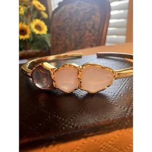 3 Stone Gold Plated Cuff Bracelet--Handmade Custom from Etsy - Picture 1 of 11