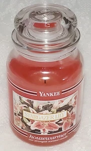 Yankee Candle Stargazer Lily 22 oz Large Jar Black Band White Label HTF RARE - Picture 1 of 12