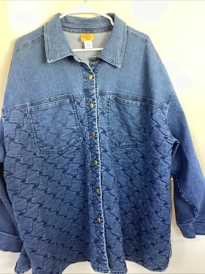 EUC plus size women’s 3X quilted denim jacket ruby Road brand - Image 1 of 4