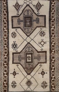 Vintage Ivory Gabbeh Tribal 3x5 Rug Hand-knotted Wool Carpet - Picture 1 of 12