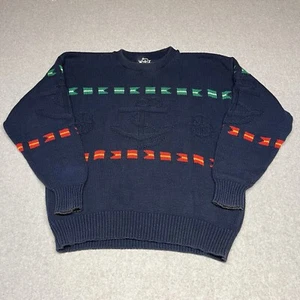 Vintage 60s Woolrich Chenille Nautical Anchor Mariner Sweater Size XL USA Made - Picture 1 of 10
