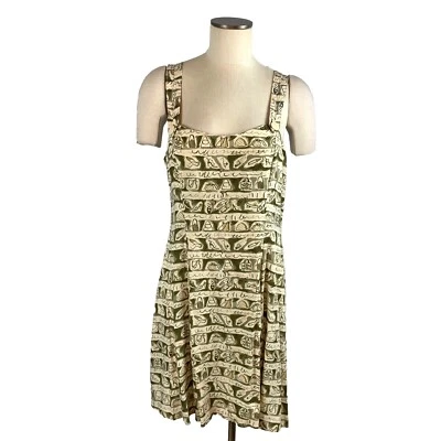 Vintage 90's Expo Jumper Dress Straps Rayon Novelty Purse Print Size 12 - Image 1 of 4