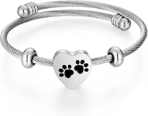 Cremation Bracelet for Pet Ashes Pawprint Heart Ashes Bracelet Memorial Urn Brac - Picture 1 of 12
