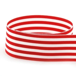 5 yards 2 1/4" Captain Holidays Red White Stripes Monarch Woven Grosgrain Ribbon - Picture 1 of 1