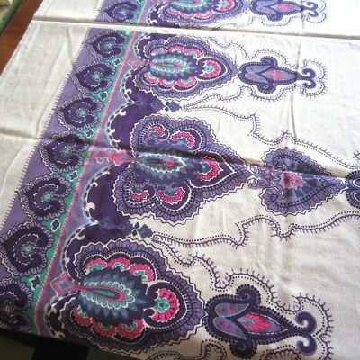 60cm x 111cm Vintage Cotton Sewing Fabric 1960s Hawaiian Border Print Purple - image 1 of 4