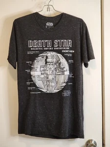 Star Wars Death Star Graphic Tshirt Black With Speckled Gray Adult Medium - Picture 1 of 7