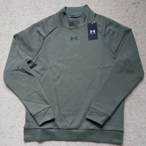 Under Armour Midlayer Top Mens Medium Green Mock Neck Breathable Golf Casual New - Picture 1 of 11
