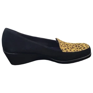 Aerosoles Final Exam Leopard Combo Comfort Black Heels Shoes Womens Size 8 - Picture 1 of 15