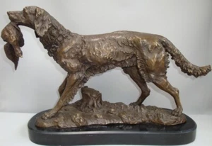 Statua Cane Caccia Stile Art Deco Stile Art Nouveau Bronzo massiccio - Foto 1 di 5