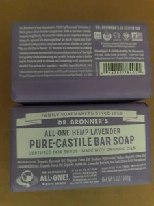 2 Dr Bronner's Pure-Castile 5oz bar soap: Hemp Lavender. F - Picture 1 of 2