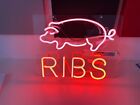 Neuf 14"x10" côtes de cochon panneau néon lampe acrylique cadeau fête restaurant suspendu