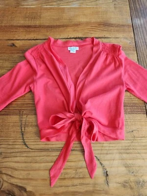 Cardigã ELIANE ET LENA Meninas 6 Gravatas Frente Encolher Top Vermelho - Imagem 1 de 4