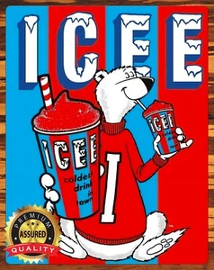 ICEE - Coldest Drink In Town - Polar Bear - Metal Sign 11 x 14 - Picture 1 of 4