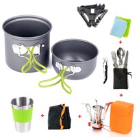 Portable Gas Camping Stove Butane Propane Burner Outdoor Hiking Picnic+ Cookware