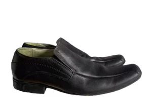 Mocassini neri Hush Puppies slip on in pelle da uomo Madrid UK 9 eleganti formali - Foto 1 di 10