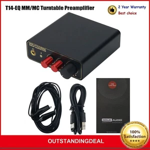 T14-EQ MM/MC Turntable Preamplifier Headphone Amp w/ Treble and Base Adjustment - Picture 1 of 8
