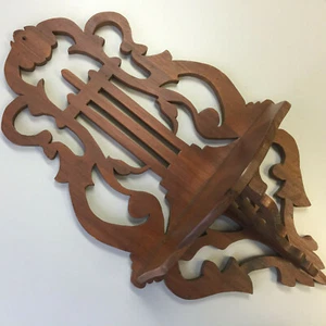 Vintage Hanging Wall Shelf Farmhouse Victorian Mahogany Music Inspired 19x11x5.5 - Picture 1 of 12