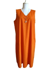 🌟 MARINA RINALDI Orange COTTON Dress PLUS size (MR 25) US W16_ It54_ De46_Uk20 - Picture 1 of 22