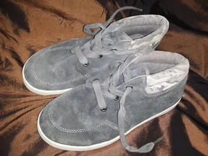 Cherokee Boys Slip On Loafer Boat Shoes,Gray Blue,Leather Sneakers,Size 1,Laces. - Picture 1 of 10
