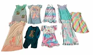 Lot Of 9 Girls Graphic Pajamas Pjs 10/12 Large Unicorn Mermaid Star Wars Puma - Picture 1 of 24