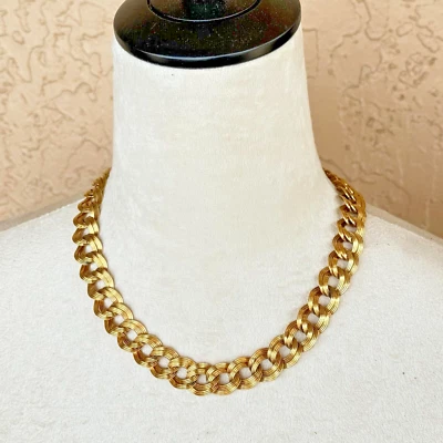 Collar Grueso Monet Años 80 Tono Dorado Multi Alambre Bordillo 18"+2" Grueso De Colección Foto 1 de 4