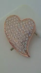 21MM X 14MM .925 STERLING SILVER CZ Rose Gold Plated HEART Pendant FOR NECKLACE - Picture 1 of 9
