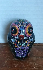 Caja baratija vintage pintada a mano laca OWL de 2 piezas - 3 1/2" de alto - Imagen 1 de 5