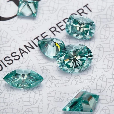 Hot Sale Aqua Blue Multiple Shapes 0.5-5ct Moissanite Stone GRA Certificate VVS1 - Image 1 of 4